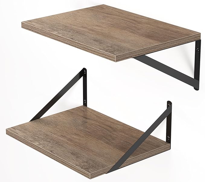 Heimlove Deep Floating Shelves for Wall, 16W x 12D Rustic Grey Wood Wall - Image 8
