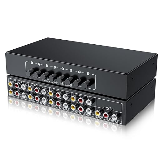 BolAAzuL RCA Switch 8 in 1 Out Composite Video L/R Audio Selector Box 8X1 by BolAAzuL