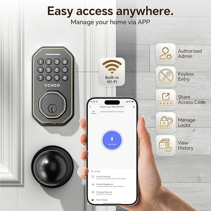 VCHOO Keyless Entry Door Lock Set WiFi Smart App Control Door Lock - Image 4