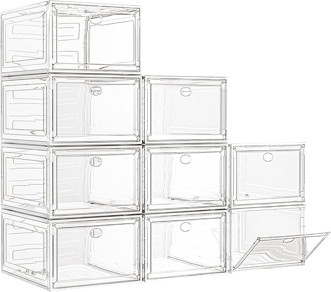 7 code Large Clear Shoe Boxes Organizer【Thicker Material】 Stronger Shoe Box by 7+code