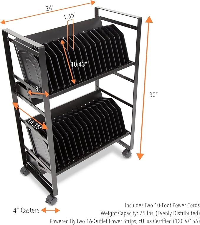 Line Leader 32-Device Mobile Charging Station | Steel Rolling Cart - Image 7