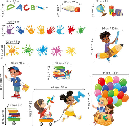 decalmile Reading Corner Balloon Kids Handprint Wall Decals Stickers