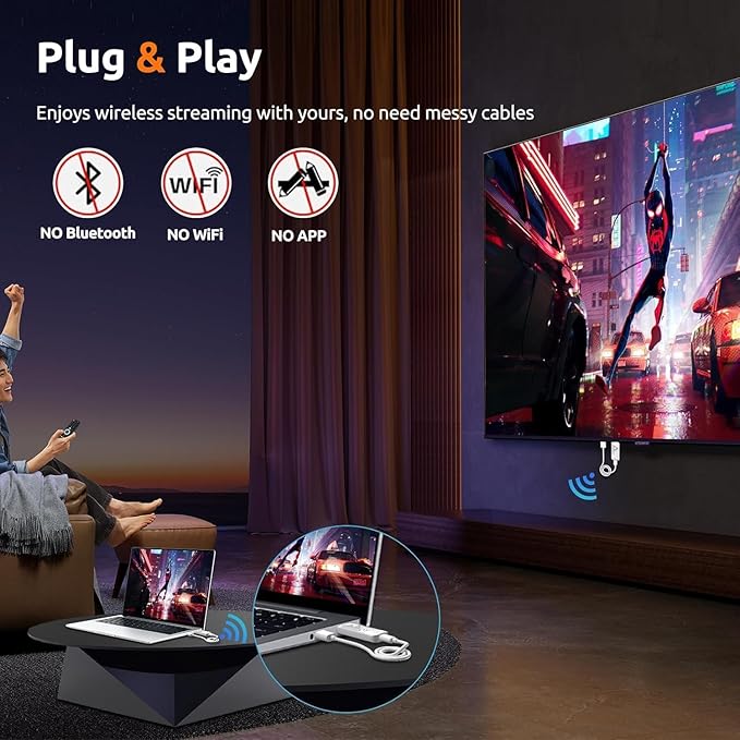 Wireless HDMI Transmitter with 2 Receivers, Plug & Play, Wireless HDMI Supports - Image 3