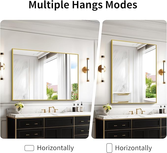 36x48inch Bathroom Mirror, Large Rectangular Wall Mirrors - Image 5