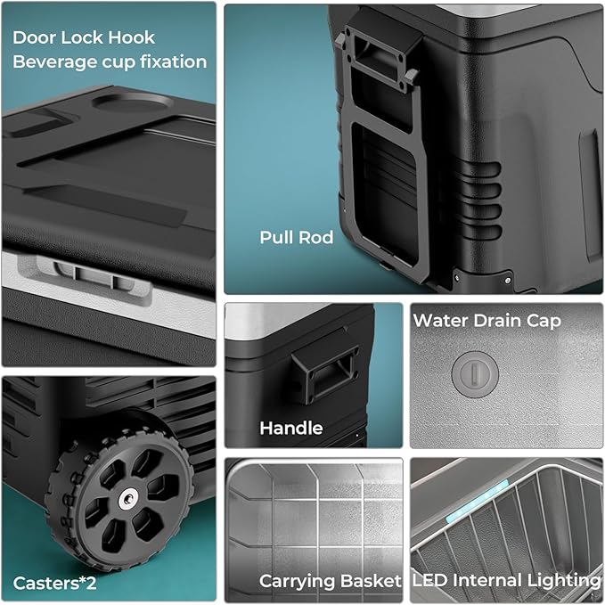 12V Portable Refrigerator, 53 Quart Dual-Voltage 12V/24V DC Car Cooler - Image 6