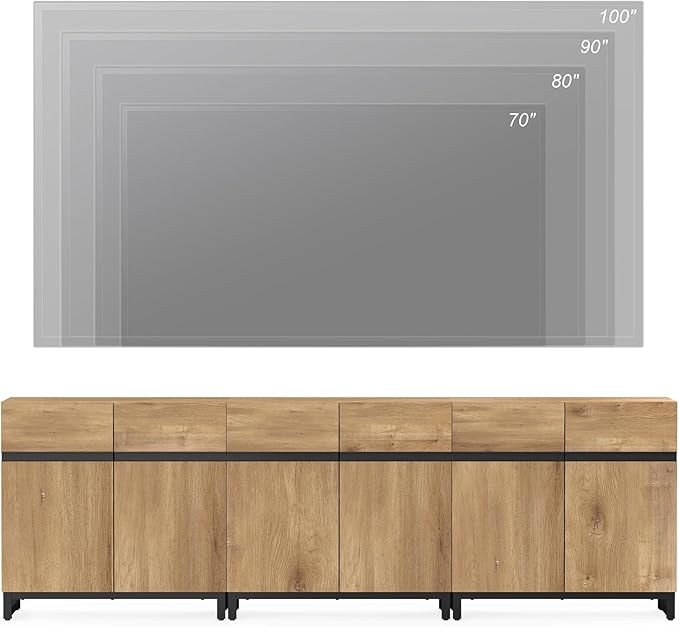 WAMPAT Modern TV Stand for TVs up to 110 inch, 3 in 1 Wood Entertainment Center - Image 6