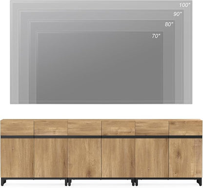 WAMPAT Modern TV Stand for TVs up to 110 inch, 3 in 1 Wood Entertainment Center - Image 6