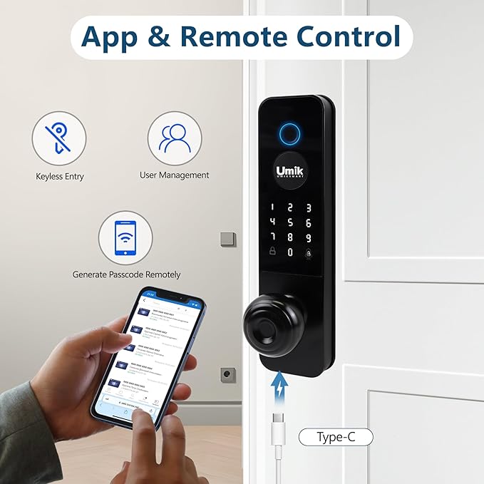 UMIK UMIKSMART Smart Door Lock, Keyless Entry Fingerprint Door Lock - Image 4