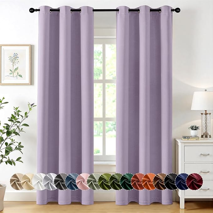 MIULEE Lilac Blackout Curtains for Bedroom Living Room 84 Inches Long 2 Panels by MIULEE