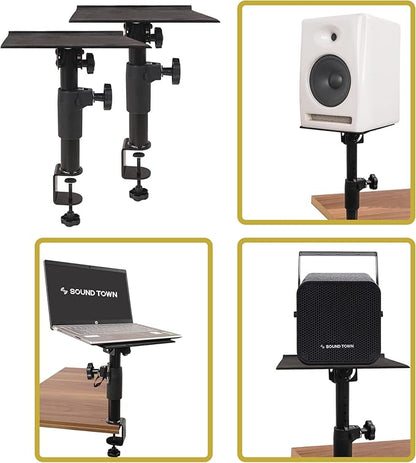 Sound Town 2-Pack Desktop Clamp-On Studio Monitor Speaker Stands - Image 4