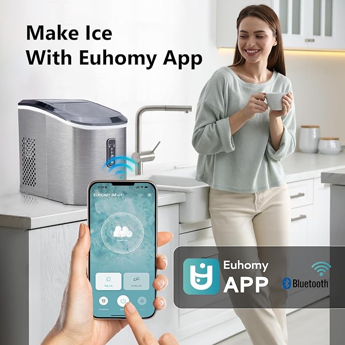 EUHOMY Smart Ice Makers Countertop -26lbs in 24 Hours, 9 Cubes Ready in 8Mins - Image 2