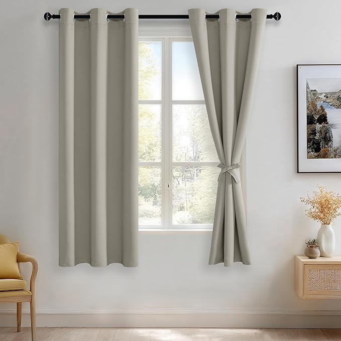JIUZHEN Blackout Curtains with Tiebacks by JIUZHEN