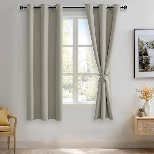 JIUZHEN Blackout Curtains with Tiebacks by JIUZHEN