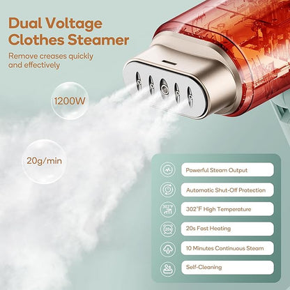Newbealer Steamer for Clothes, Dual Voltage 100-240V, 1200W Travel Steamer - Image 2