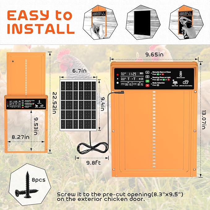 Asfrost Automatic Chicken Coop Door Solar Powered Automatic Chicken Door - Image 7