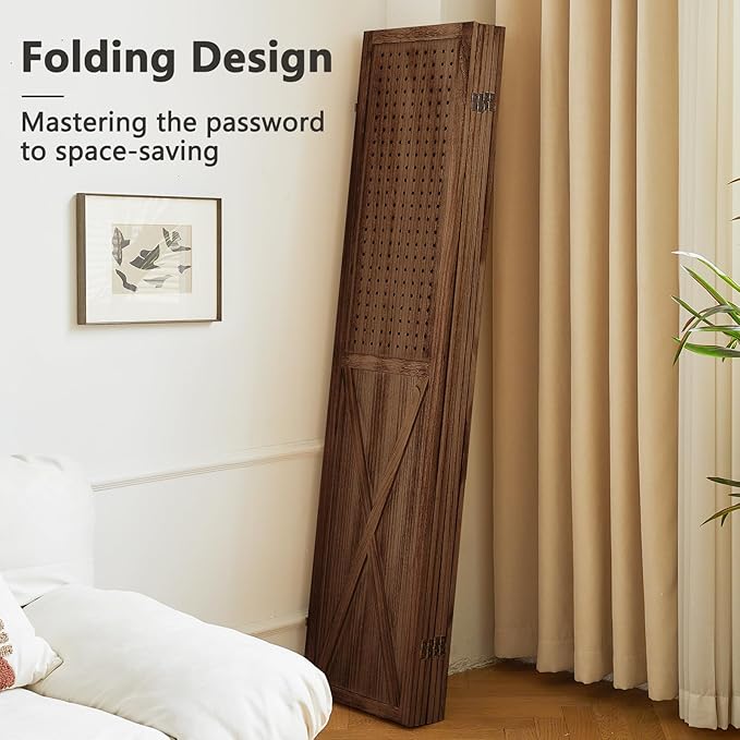 ALeesing 6 Panel Pegboard Room Divider, 5.6Ft Pegboard Display Folding Privacy - Image 6