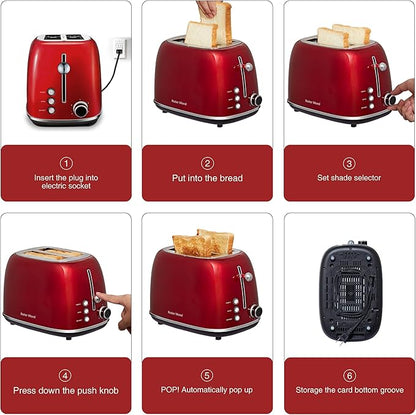 Roter Mond 2 Slice Toaster Retro Stainless Steel - Image 7