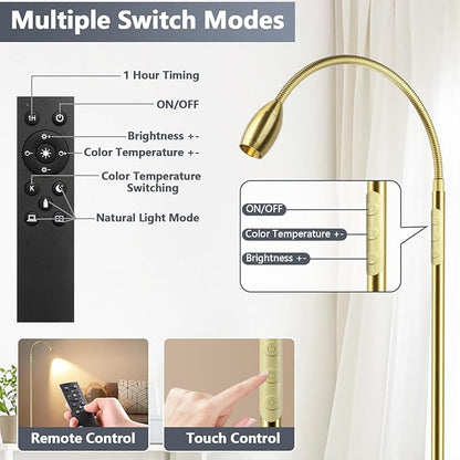 Reading Floor Lamp, Dimmable Zoomable Spotlight, Adjustable Color Beam Standing - Image 6