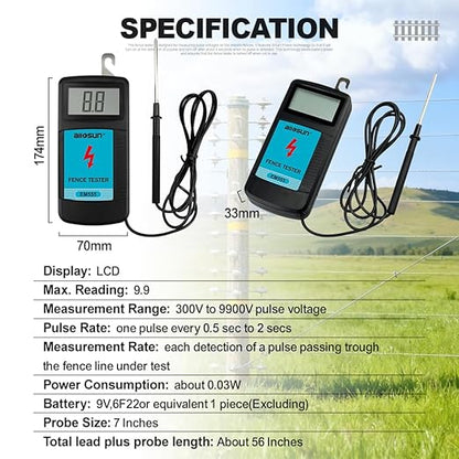 allsun Digital Electric Fence Voltage Tester and Fault Farm Finder, Fence - Image 2