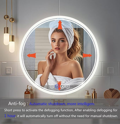 24 Inch Wall-Mounted Round Bathroom Mirror - Image 4