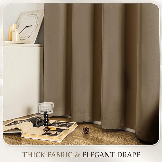 Beauoop 100% Blackout Curtains 63 Inch Long 2 Panels - Image 6
