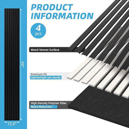 Art3d 4-Piece 94 x 12.6 Inch Acoustic Lightweight Slat Wall Panel - Image 6