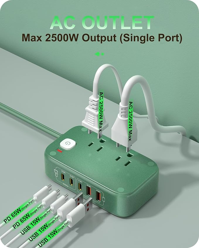 KWRNVO 7-IN-1 Power Strip, 85W PD USB C Power Strip, Desktop Charging Station - Image 4