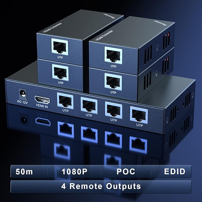HDMI Extender Splitter 1x4 1080P@60Hz Over Cat 5E/6/7 Ethernet Cable 50m - Image 2
