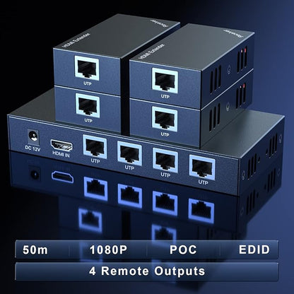 HDMI Extender Splitter 1x4 1080P@60Hz Over Cat 5E/6/7 Ethernet Cable 50m - Image 2