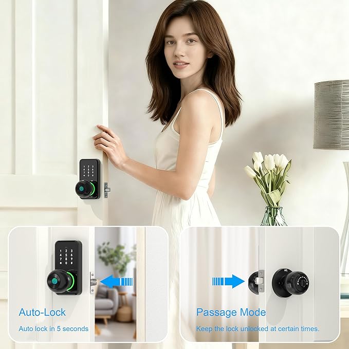 Smart Door Lock with Knob, LinkThai Keyless Entry Fingerprint Lock with - Image 5