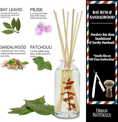 Urban Naturals Bay Rum & Sandalwood Reed Diffuser Scent Sticks Gift Set | - Image 6