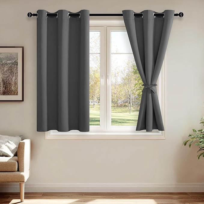 JIUZHEN Blackout Curtains with Tiebacks by JIUZHEN