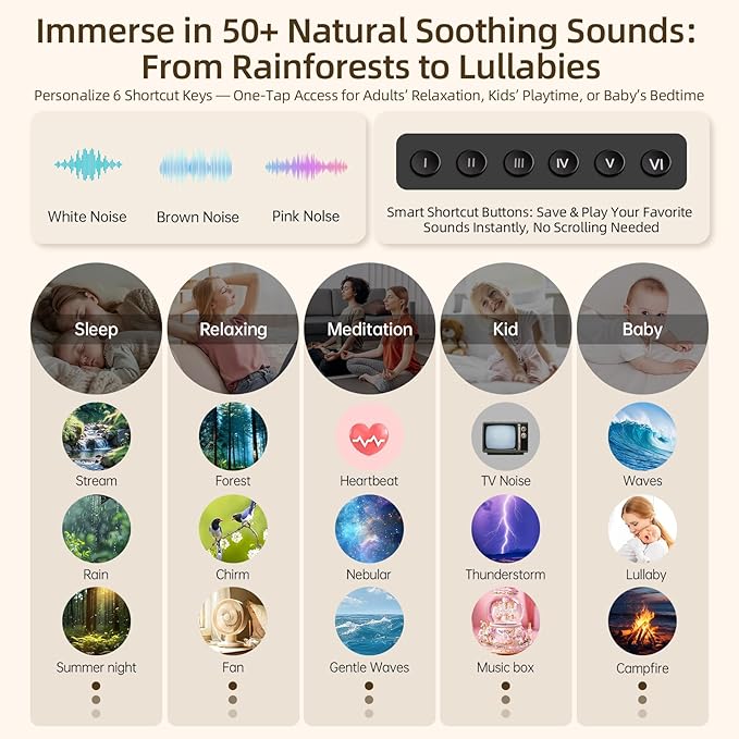 Sound Machine & Night Light, Premium Metal Shell - Image 3
