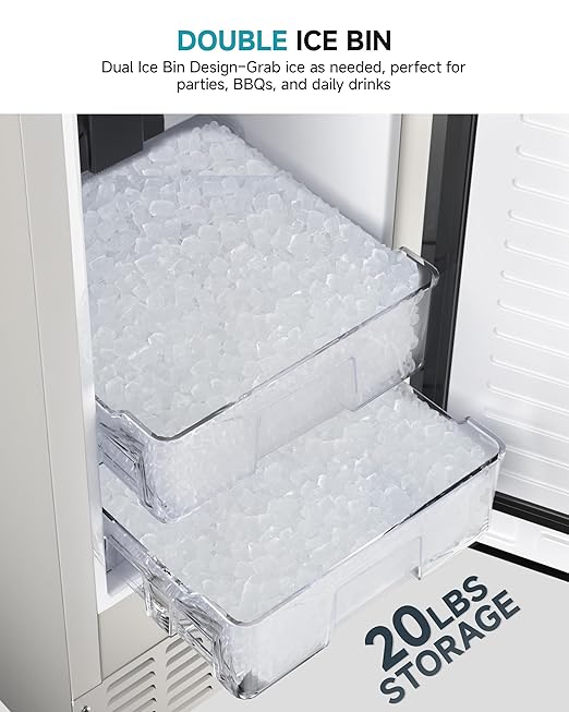 EUHOMY Under Counter Nugget Ice Maker Machine, Bulit-in Freestanding Ice Maker - Image 3