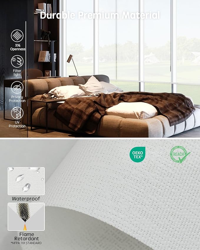 Yoolax Motorized Solar Shades, Flame Resistat Smart Blinds - Image 6