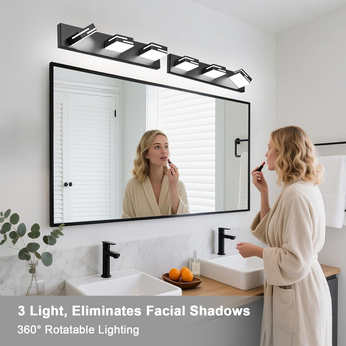 led modern bathroom vanity light fixtures, dimmable matte on a desk or shelf