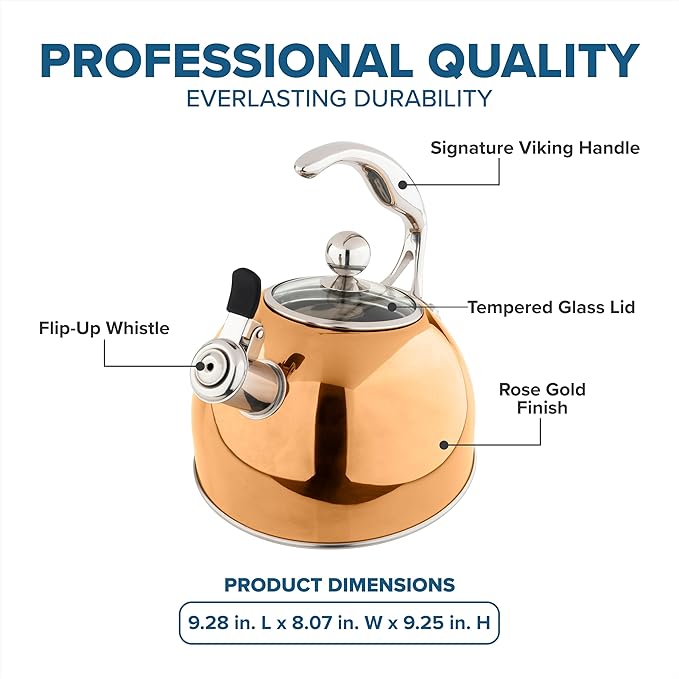 Viking 3-Ply Stainless Steel Tea Kettle, 2.6 Quart Stovetop Hot Water Pot - Image 4