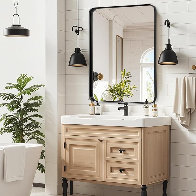 Fabuday Black Bathroom Mirror Over Sink - Image 4