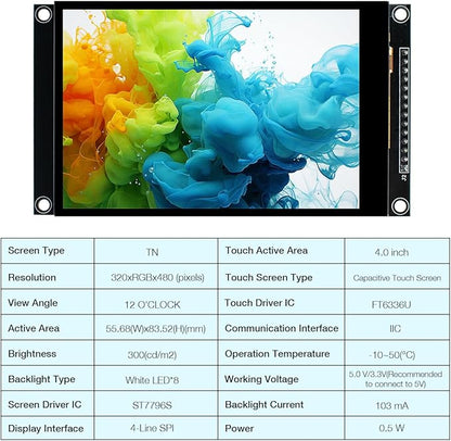 Hosyond 4.0 Inch 320x480 TN Capacitive Touch Screen LCD Display Module SPI - Image 3
