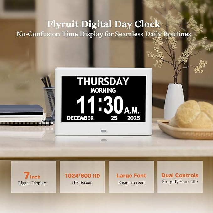 7'' Dementia Clock For Seniors, Large Display Digital Clock - Image 2
