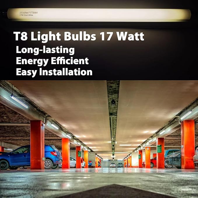 8 Pack 24 inch F17T8/841 17 Watts Light Bulb, 2 Foot Straight Fluorescent Tube - Image 5