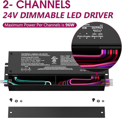 EMITEVER 192W Dimmable LED Driver, 24V 5-in-1 Dimmable Power Supply, 2-Channels - Image 2