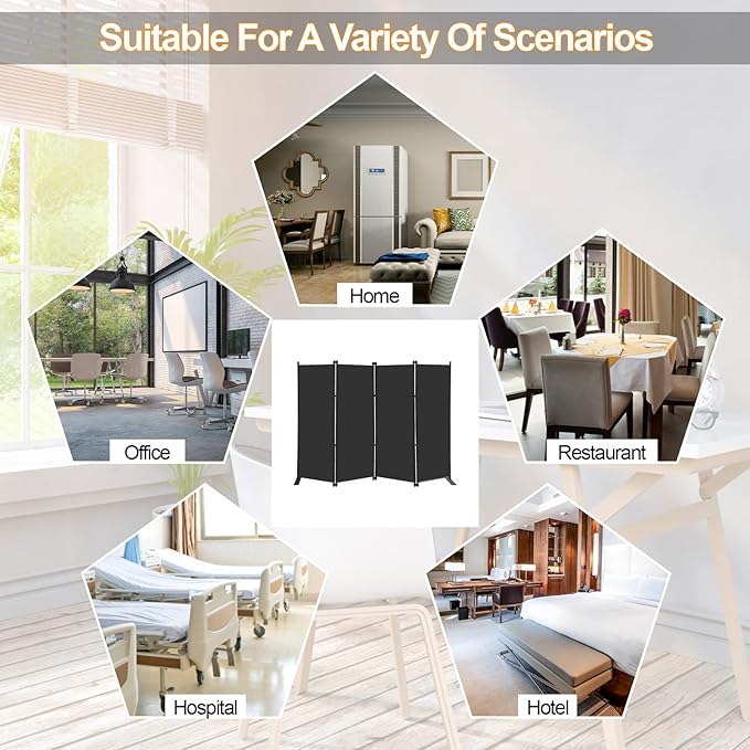 MAYOLIAH 4 Panel Room Divider Screen 6Ft Tall Foldable Privacy Dividers Indoor - Image 7