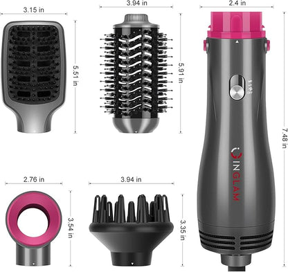 IG INGLAM 4 in 1 Hot Air Brush, Negative Ion Detachable Hair Styler & Volumizer - Image 5