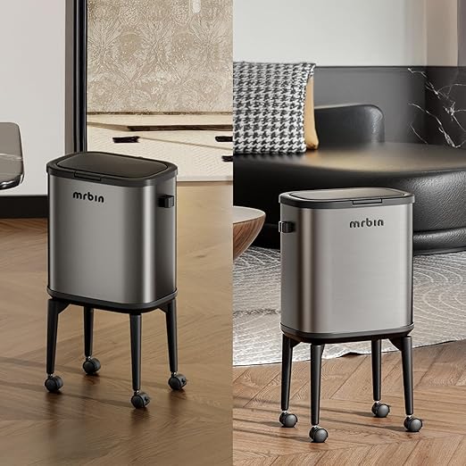 MRBIN Stainless Steel Slim Bathroom Trash Can - Image 7
