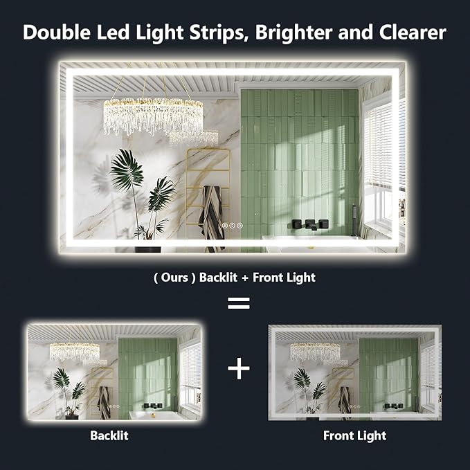 YEELAIT 72x40 Inch LED Bathroom Mirror - Image 2