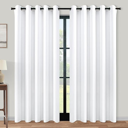 KOUFALL White Curtains for Living Room, 84 Inches Long Room Darkening Extra 72 by KOUFALL