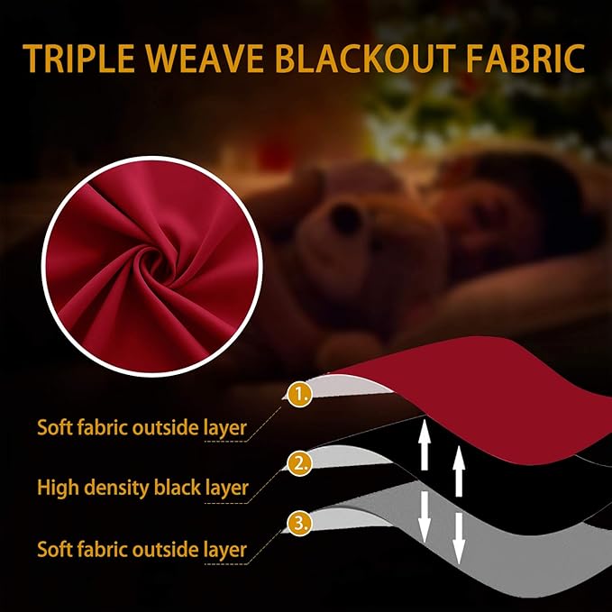 KOUFALL Red Room Darkening Blackout Curtains 63 Inch Length - Image 8