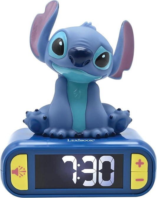 LEXiBOOK, Disney Stitch, Stitch Nightlight Alarm Clock, Sounds and Melodies by Lexibook