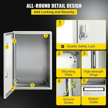 VEVOR NEMA Steel Enclosure, IP66 Waterproof & Dustproof, Outdoor/Indoor - Image 5